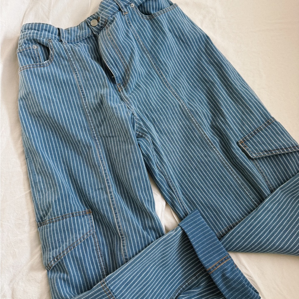 Ganni Denim Carpenter Striped Pants